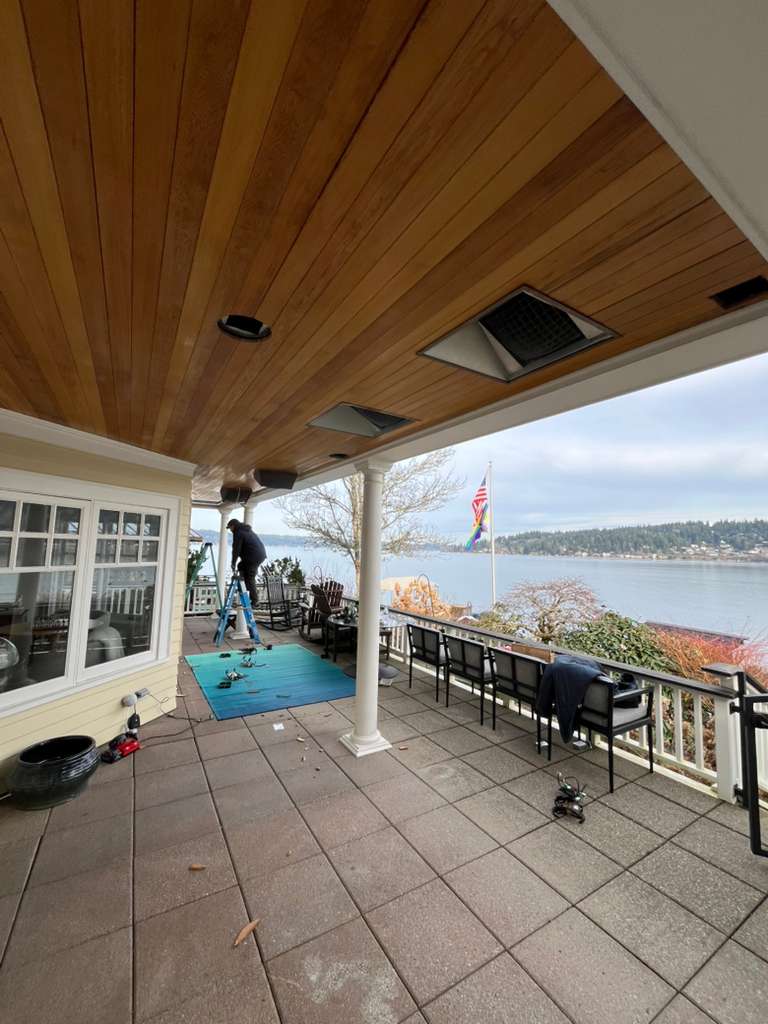 Outdoor space before - limited lighting